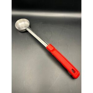 Vintage 2 OZ Ladle Red Handle Stainless Steel Kitchen Utensil‎ Serving Spoon 13"